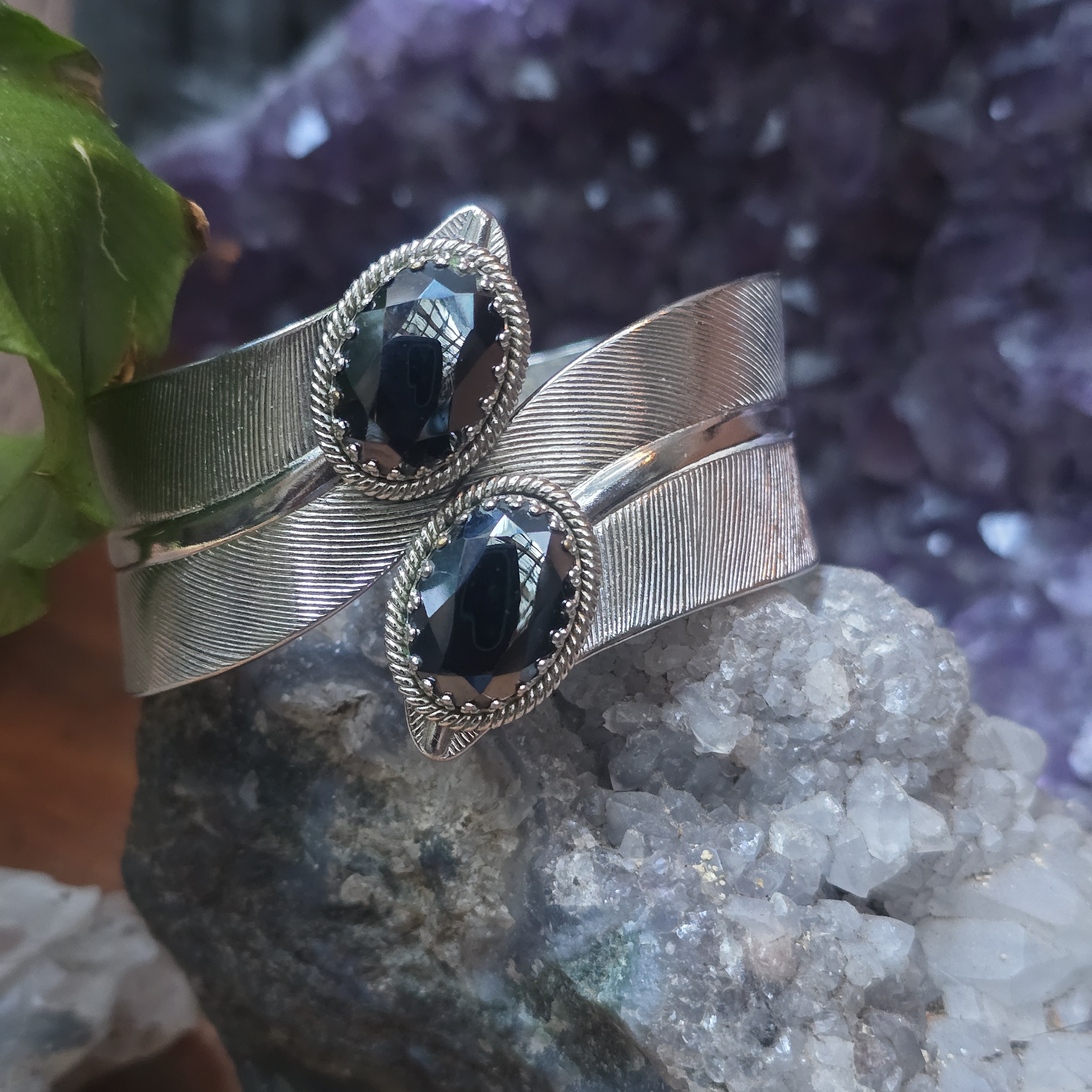 Elegant Silver Bracelet With Black Accents